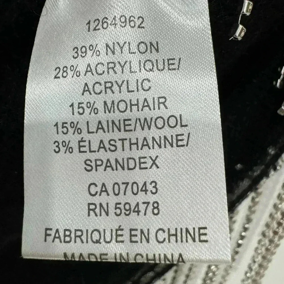 House Of Harlow 1960 Black Wool Mohair Blend Crop Sweater Rhinestone Fringe - Picture 5 of 5